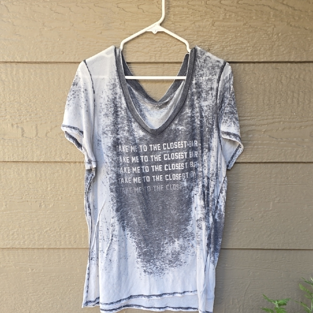 Torrid V-neck Take Me To The Closest Bar Burnout Slub Tea 2X